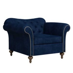 Royal Navy Velvet Single Bedroom Sofa Chair