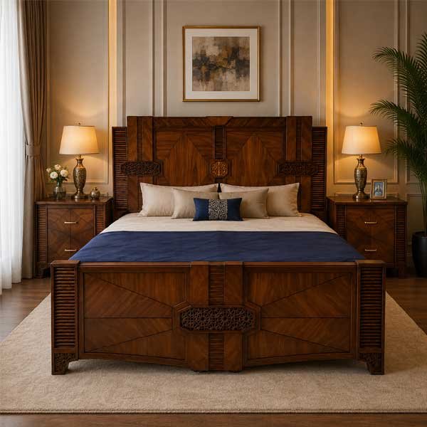 Classic Wood Bed Set - bedroom furniture pakistan