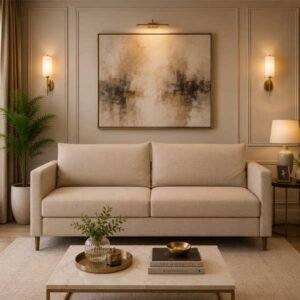Mid Century Beige Living Room Sofa Set - bedroom furniture .com .pk